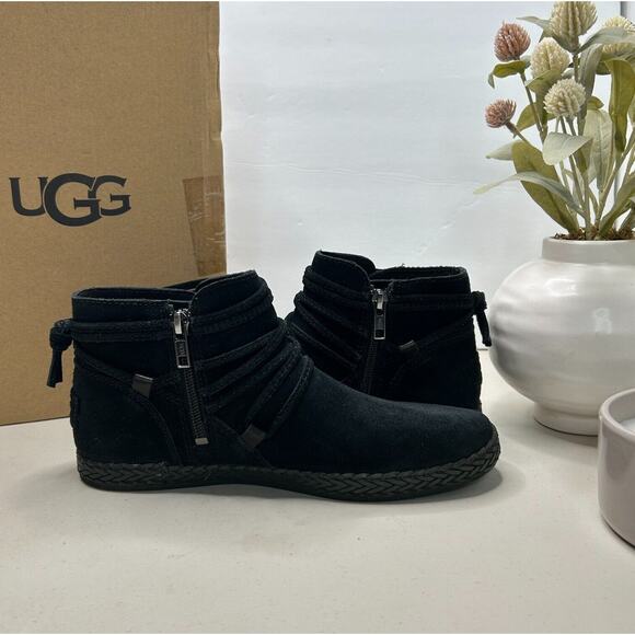 UGG Rianne Suede Ankle Boots Zipper Black 1123598 Women's US 6.5 NWB - Picture 7 of 10